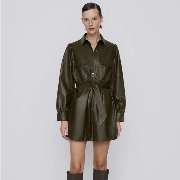 ZARA Faux Leather Mini Dress - Picture 4 of 12